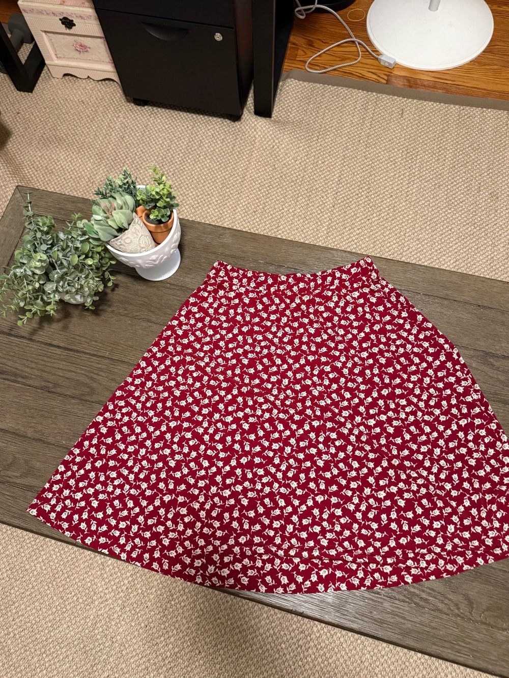 Gilli Red Floral A-Line Skirt